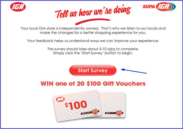 SUPA IGA Customer Survey form