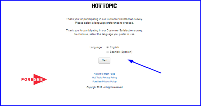 Hot Topic Survey form