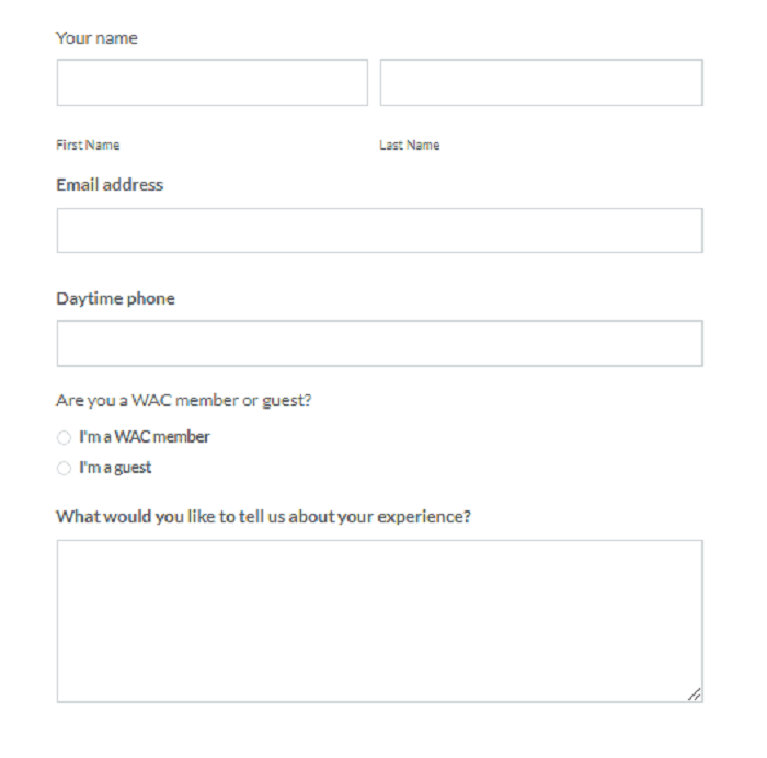 WAC Customer Satisfaction Survey form