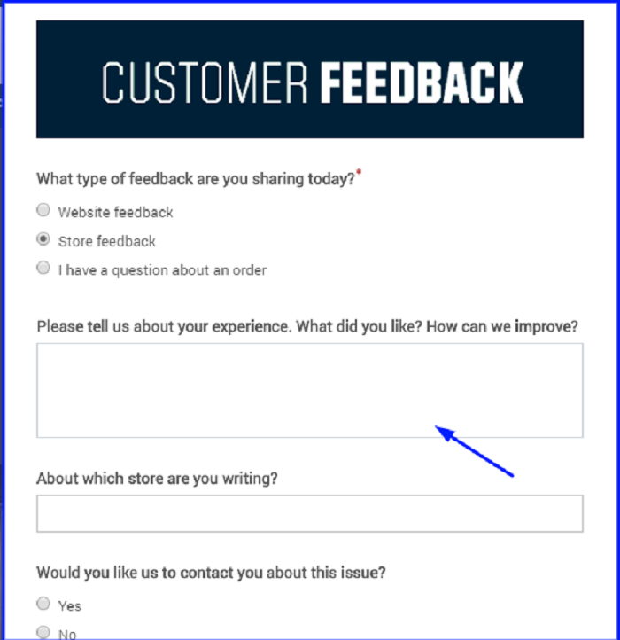 Golfsmith Customer Experience Survey form