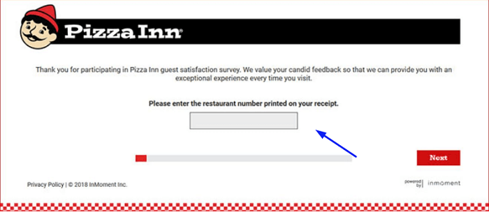 Pizza Inn Feedback Survey form
